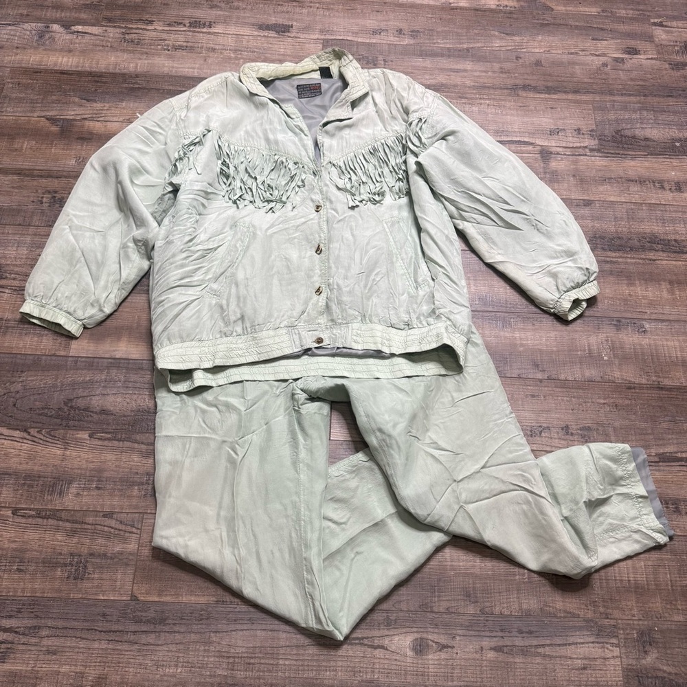 Vintage Mureli Jacket Pant Track Fringe Silk Set Pant Jacket